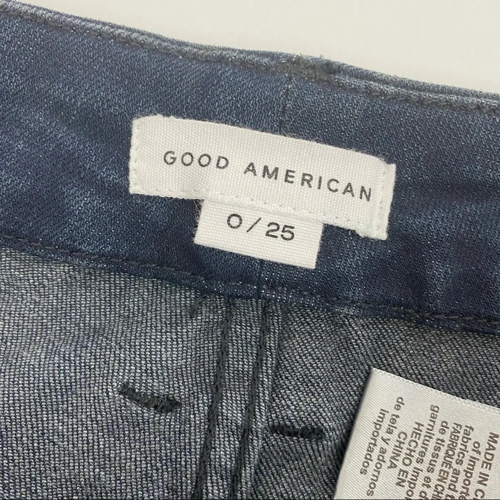 Good American Good Waist Crop High Rise Raw Hem Skinny Jeans Blue631